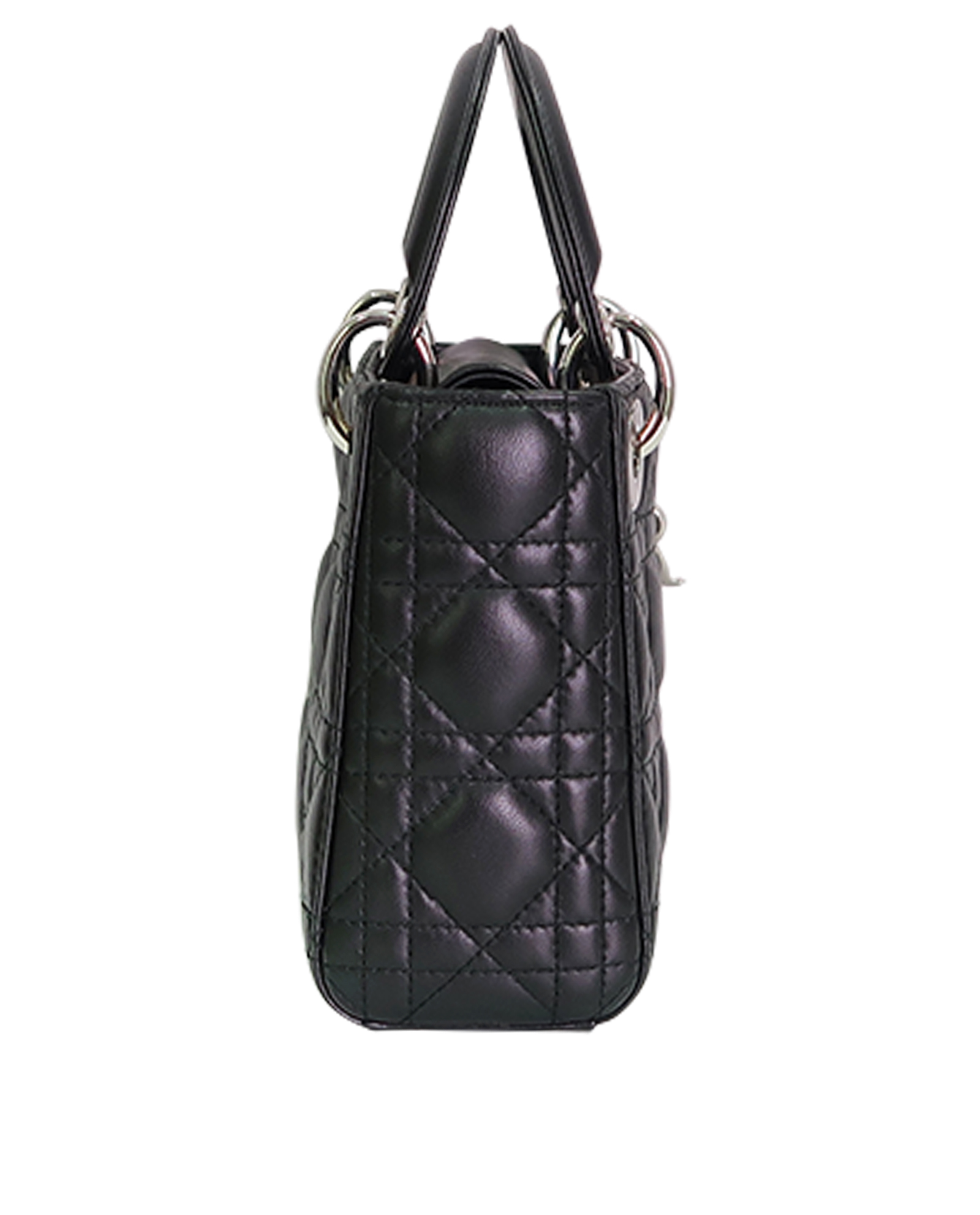 Mini Lady Dior, &pound;2,200, Handbags, Black, Lambskin Leather, Side view